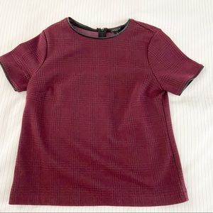 Ann Taylor Women's Maroon & Black checkered Top